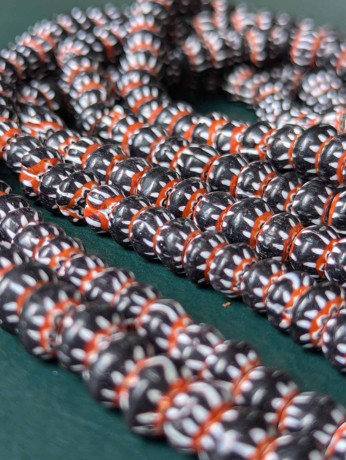Vintage Venetian Style chevron Glass Beads strands 24 inches