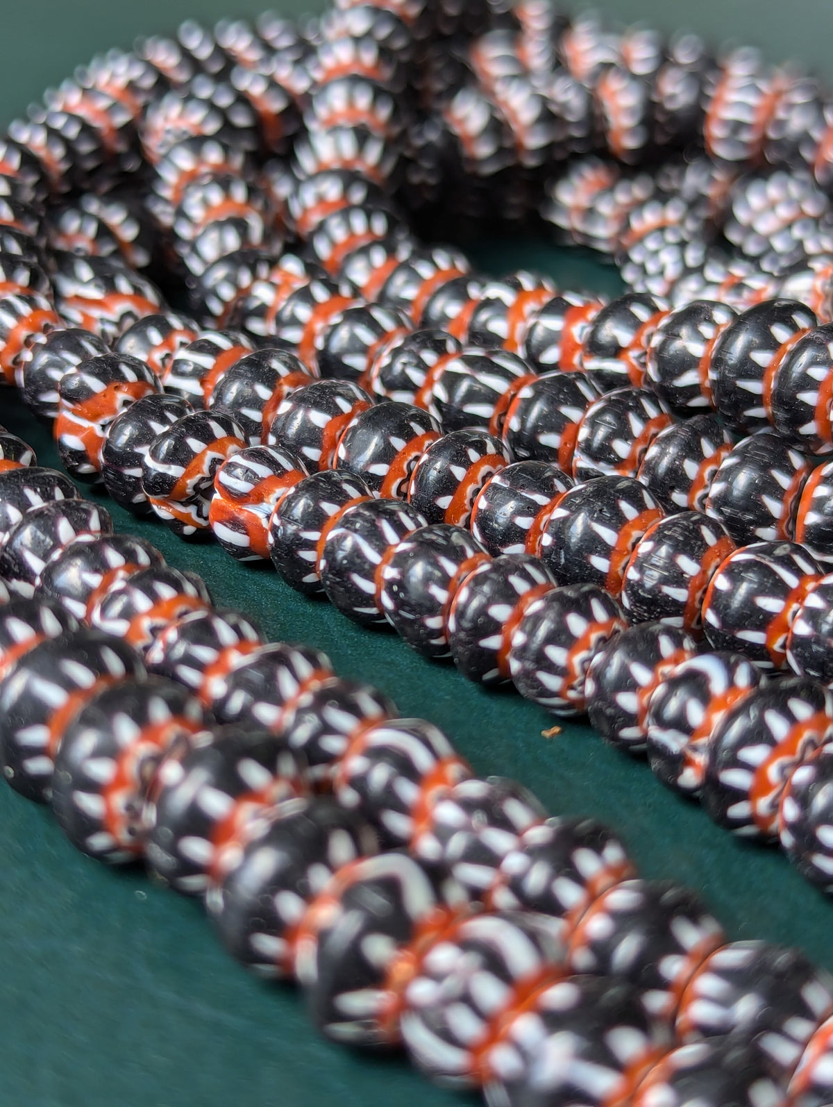 Vintage Venetian Style chevron Glass Beads strands 24 inches
