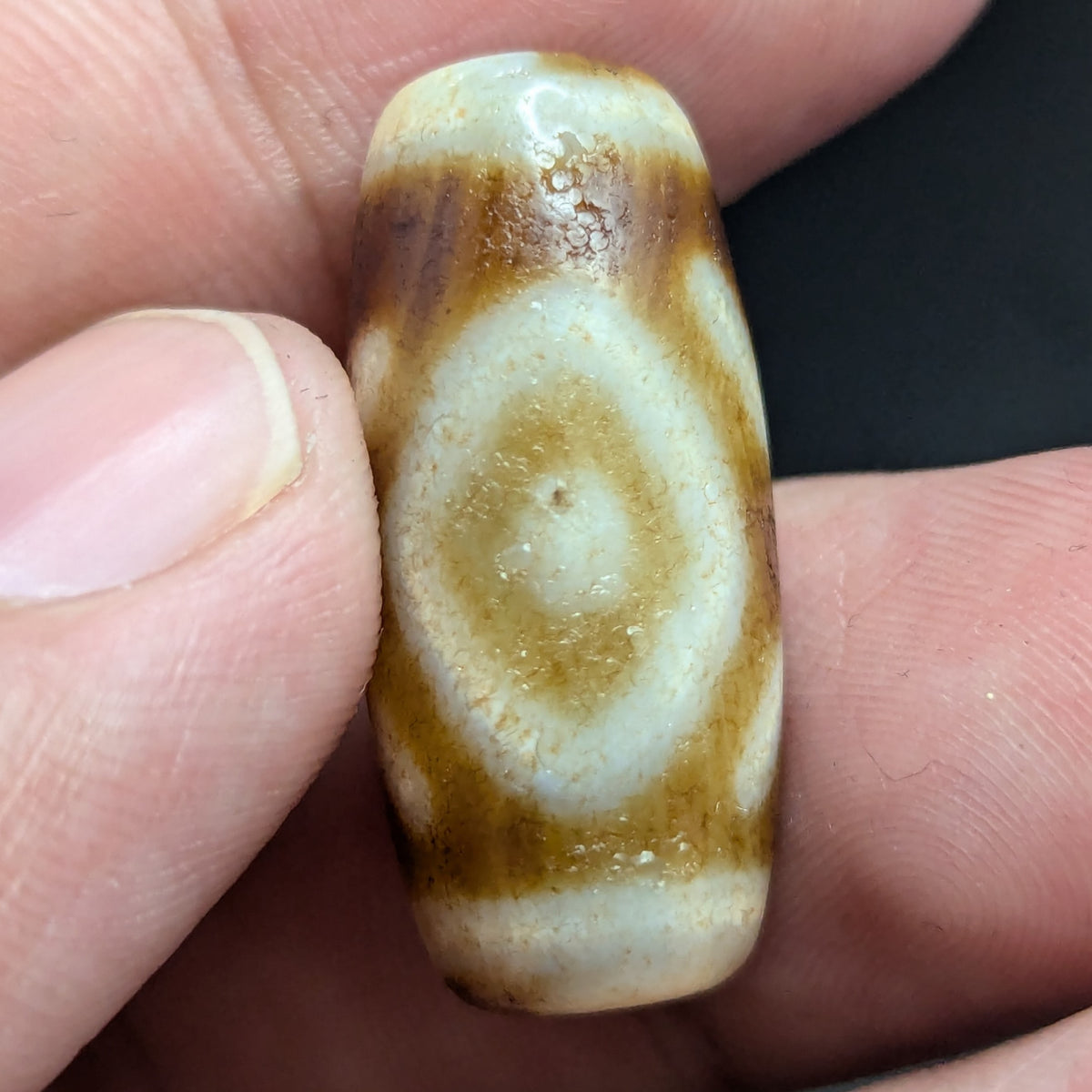 Amulette tibétaine vintage perle Dzi en agate des 2 yeux de l'Himalaya