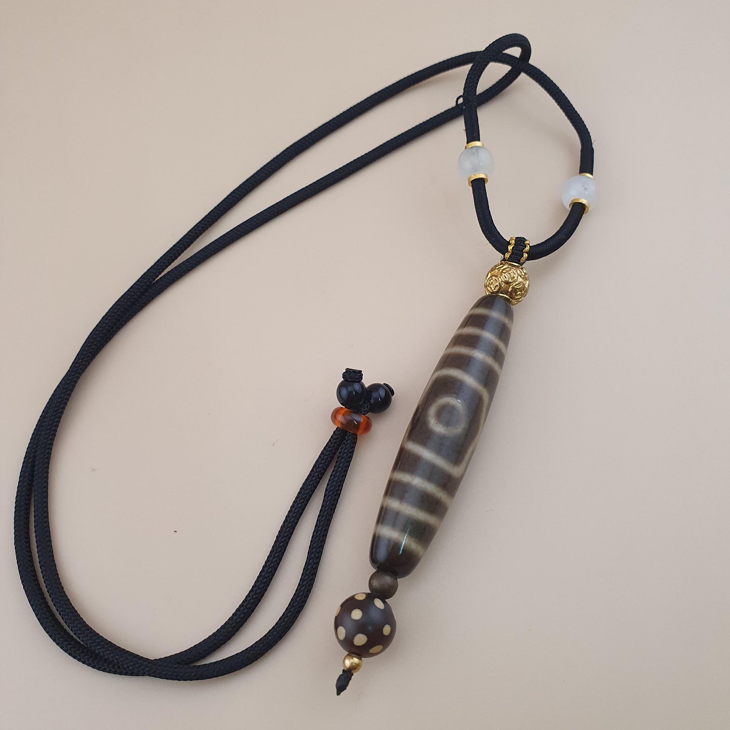 Seltene 3 Augen tibetische Dzi Perle Vintage Achat Talisman Halskette Amulett Anhänger