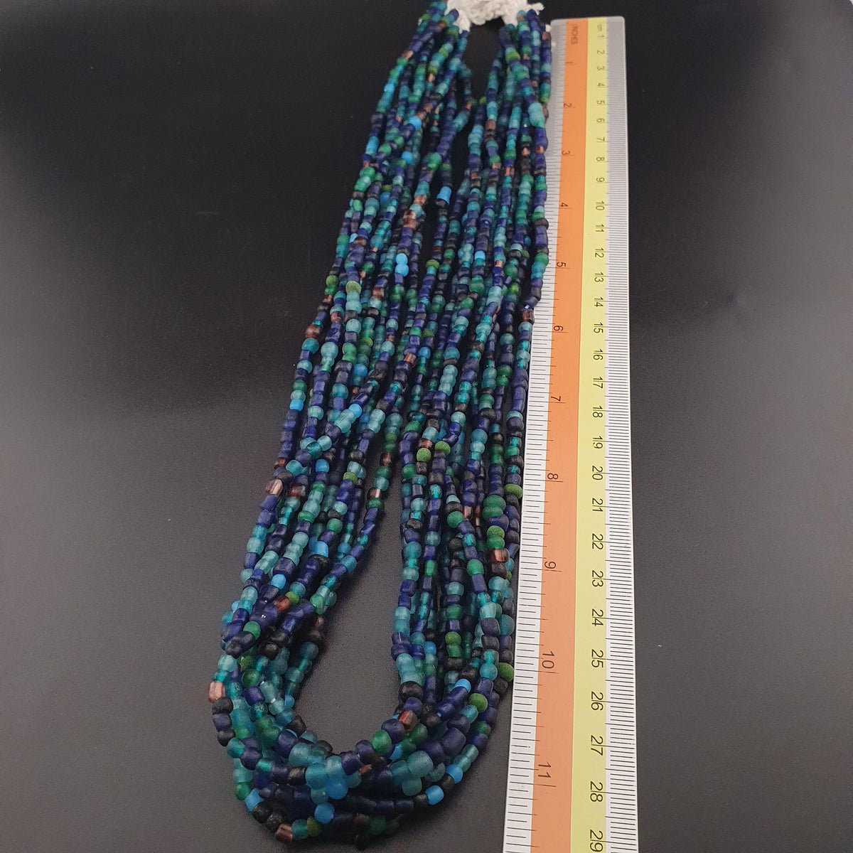 Vintage African Style Green Blue Tiny Glass Beads 10 Strands Lot