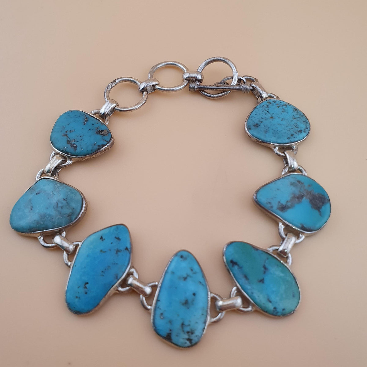 Authentique bracelet en argent sterling 925 avec turquoise d'Arizona