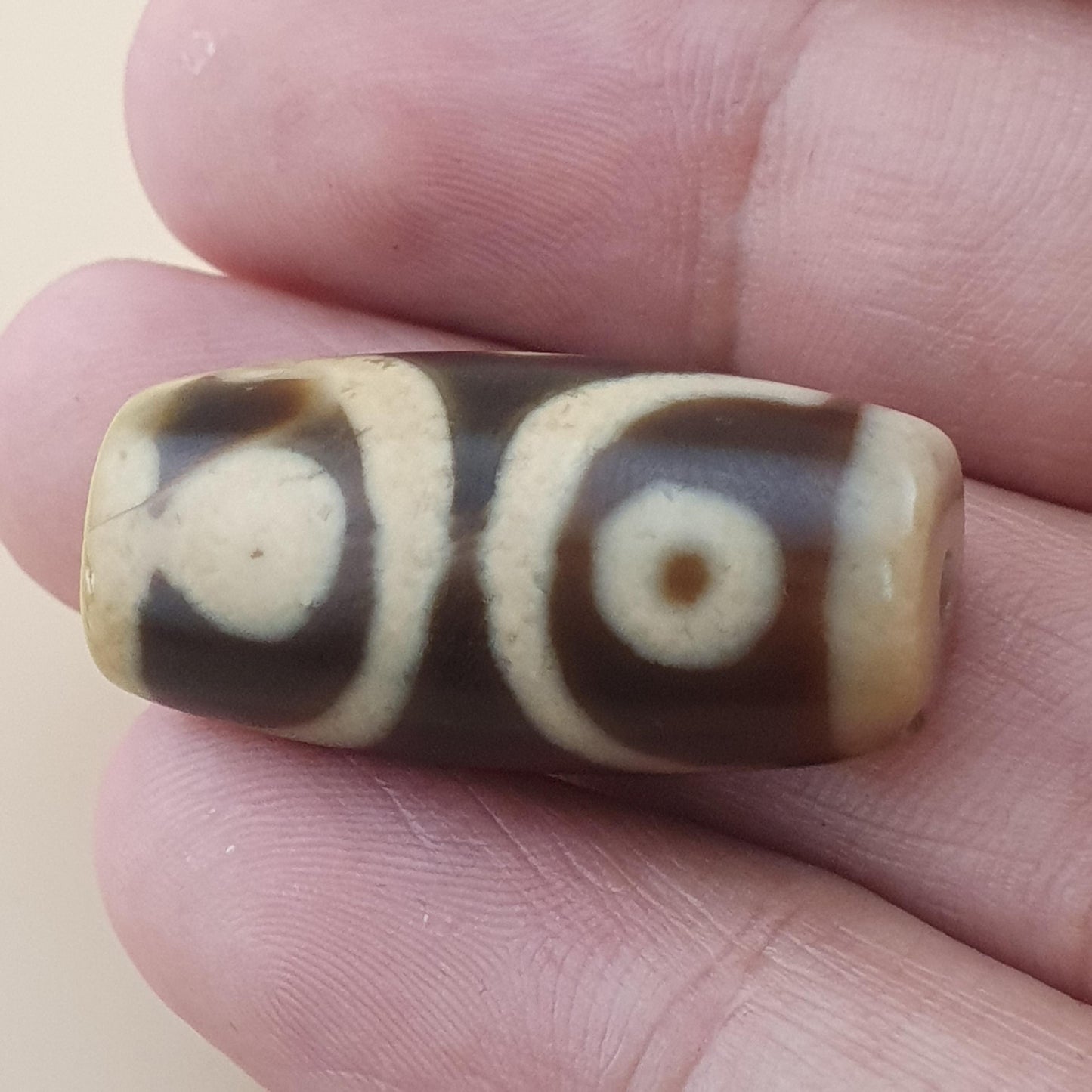 Vintage 3 Eyes Himalayan Tibetan Agate Dzi Bead Amulet