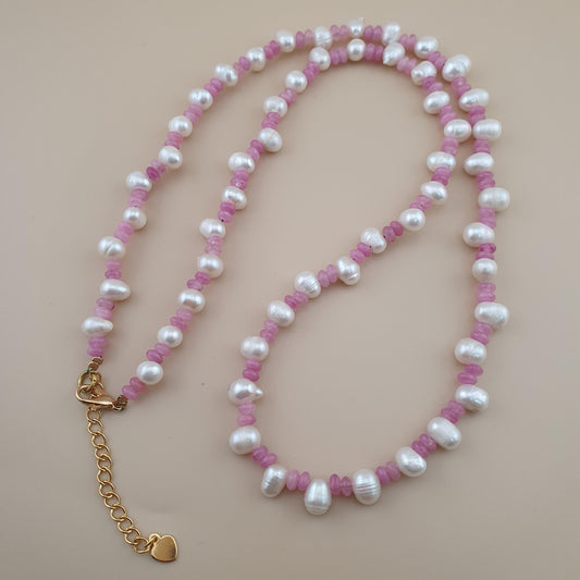 Delicate Pearl & Rose Quartz Necklace