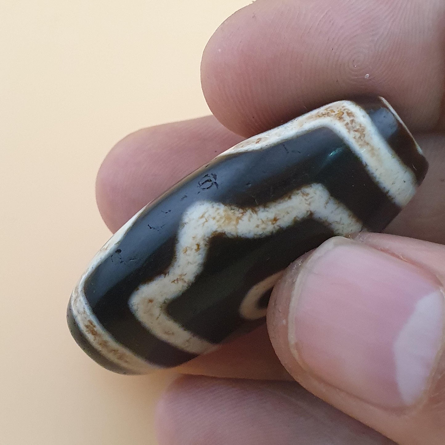 Vintage 3 Augen Himalaya Tibet Achate Dzi Perlen Amulett