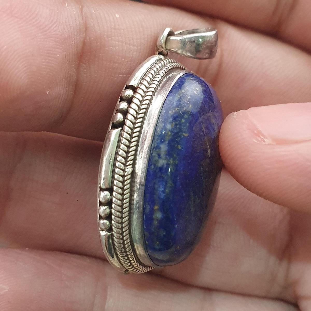 Pendentif vintage en argent sterling 925 avec lapis-lazuli