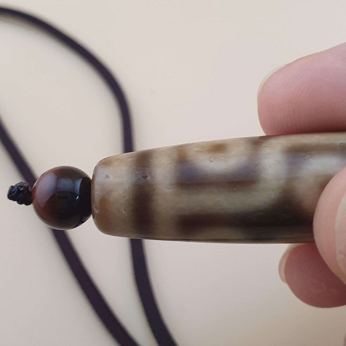 Vintage 9 Augen Himalaya Tibet Achat Dzi Perle Amulett Anhänger Halskette