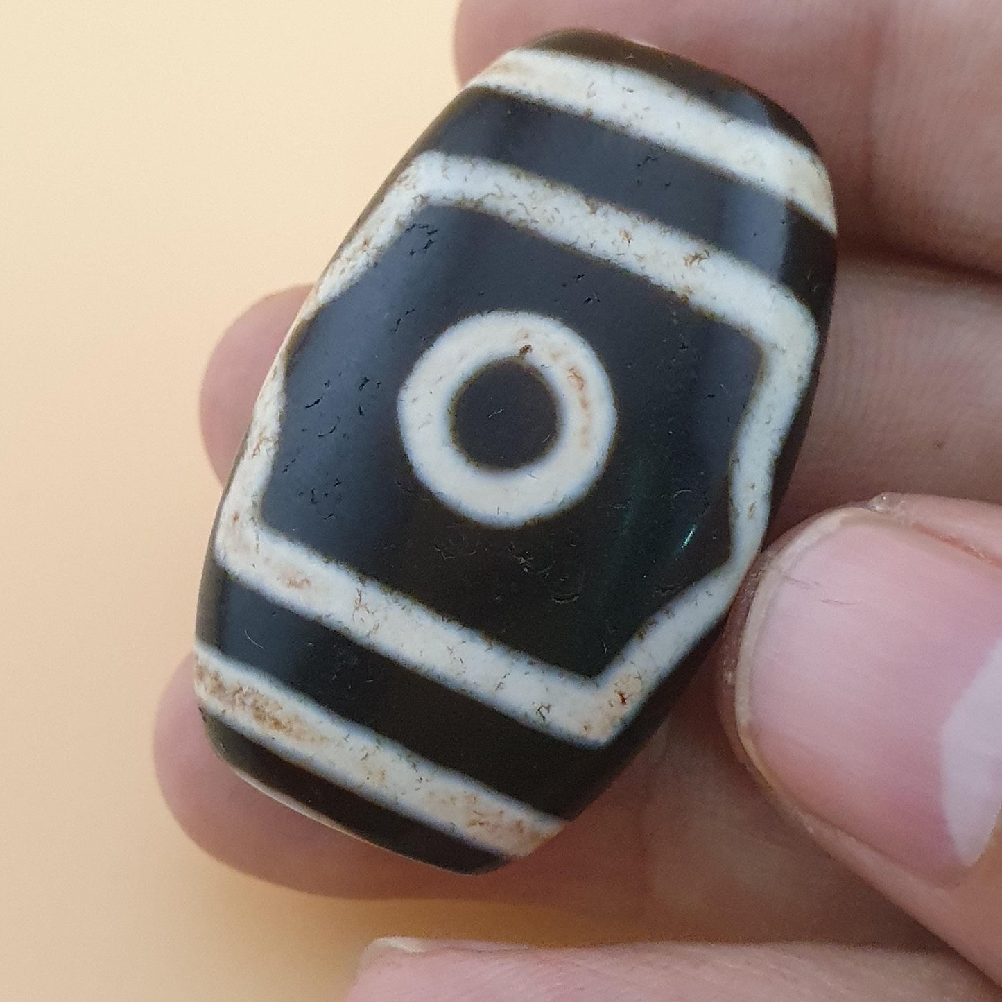 Vintage 3 Augen Himalaya Tibet Achate Dzi Perlen Amulett