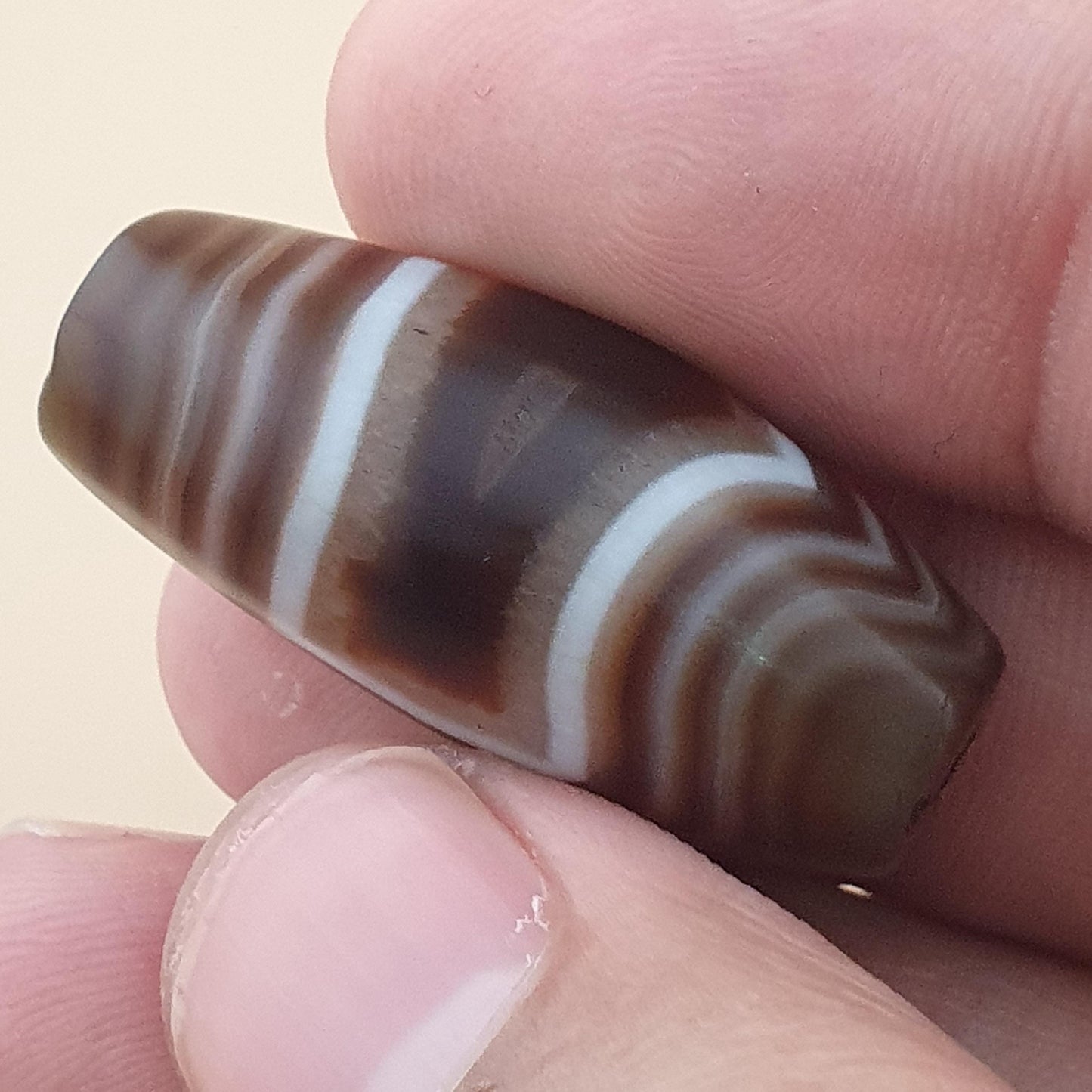 Vintage Middle Eastern Yemeni Suliemani Natrual Eye Agate Bead Amulet