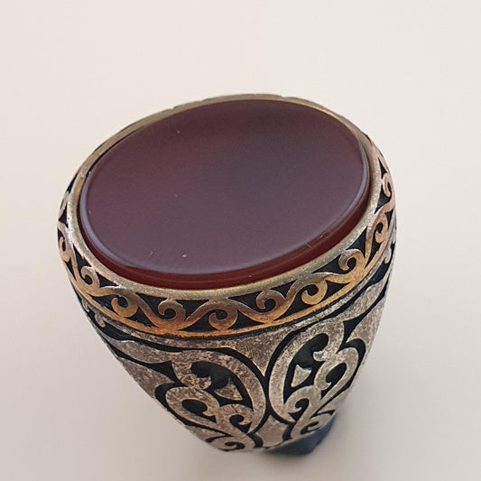 Vintage-inspirierter Achat- & Silberring Elegantes handgefertigtes Design