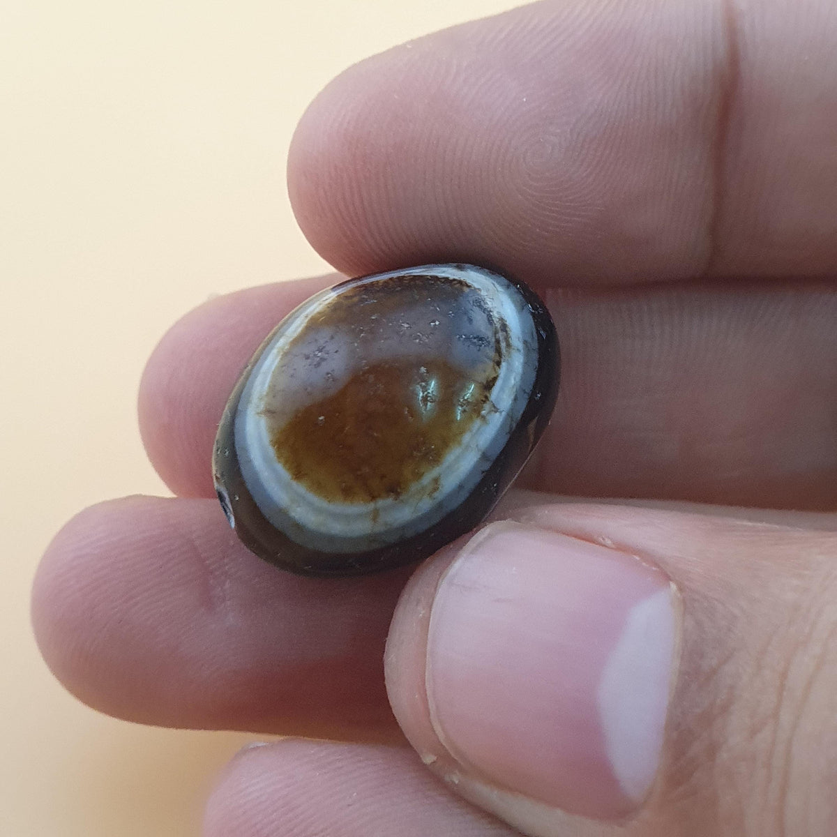 Perle d'agate Suliemani vintage naturelle pour amulette 21,6 mm x 17,2 mm