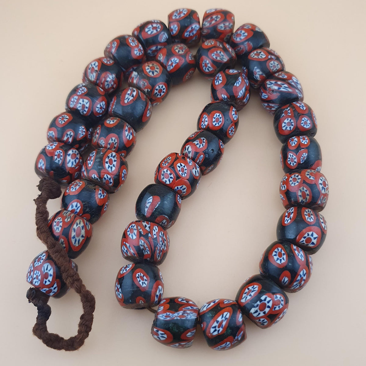 Venetian Style Floral Glass Bead Necklace Strands Antique Design