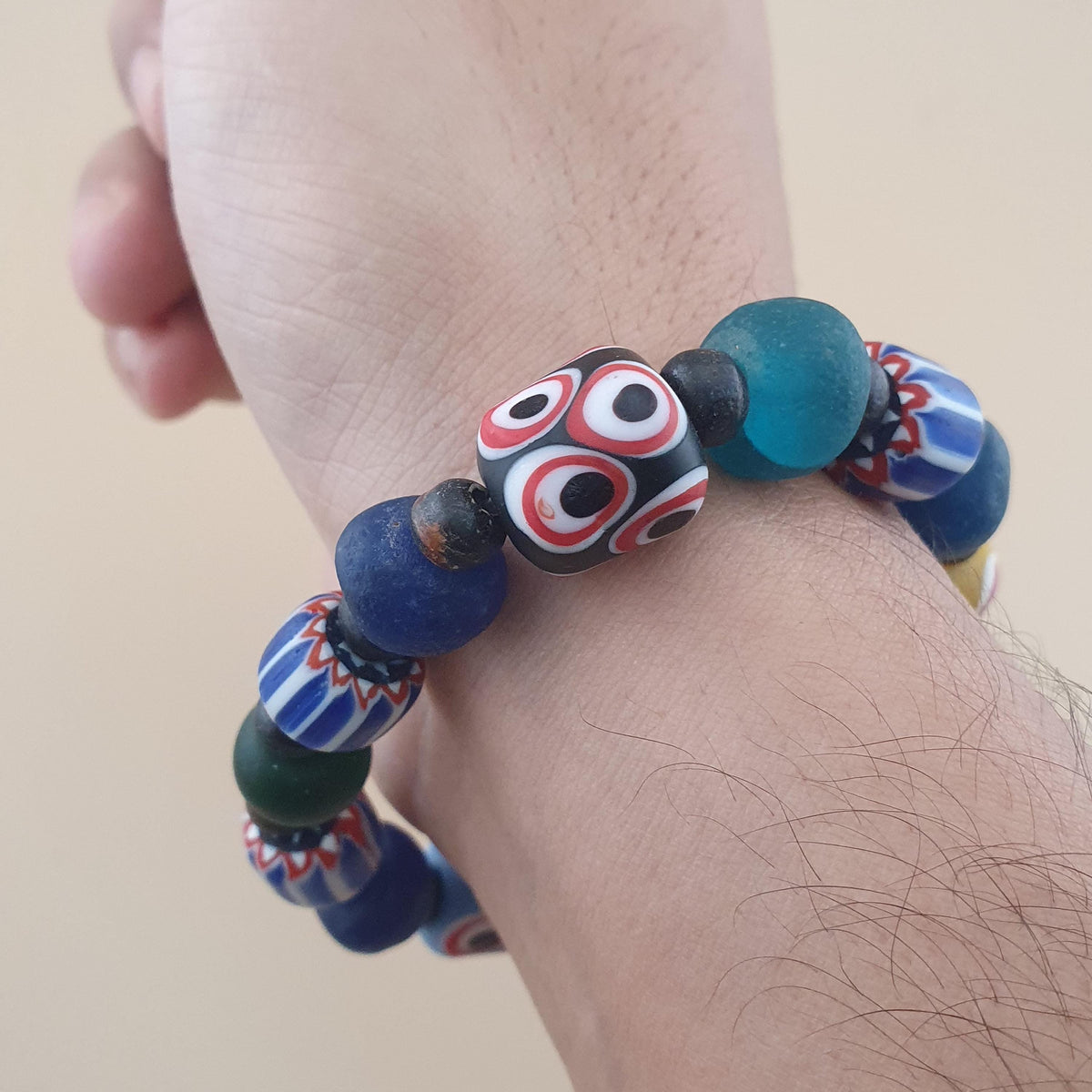 Armband im Vintage-Venezianischen Stil mit Chevron- & gemischten Glasperlen
