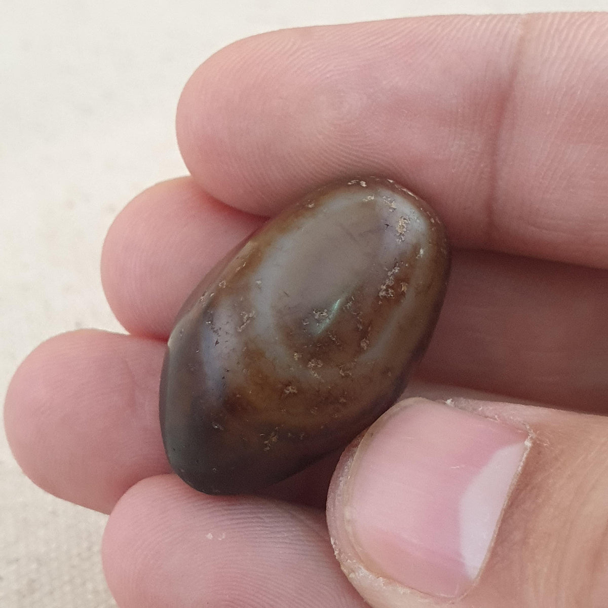 Amulette en perles d'agate Suliemani à yeux cristallisés de style antique vintage