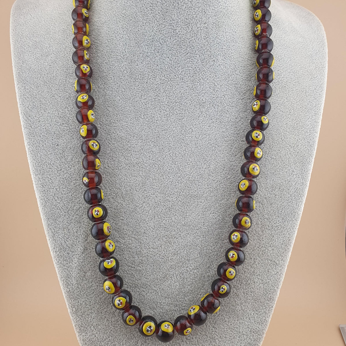 Collier de perles de verre vintage style vénitien africain - 50 cm
