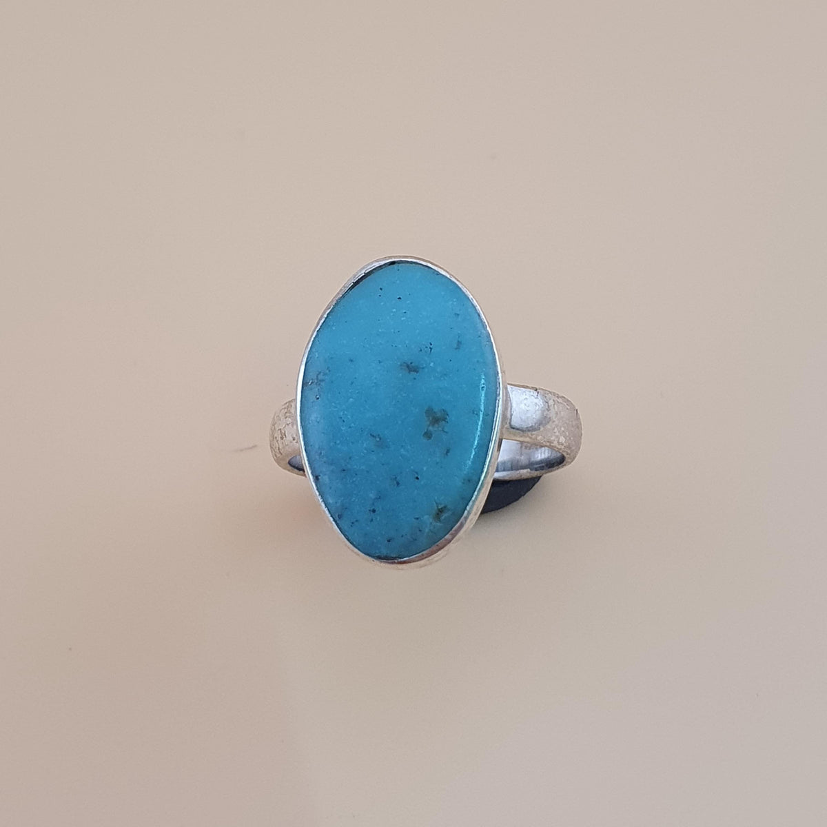 Bague en argent sterling turquoise d'Arizona - Pierre précieuse ovale style bohème, taille US 8.25