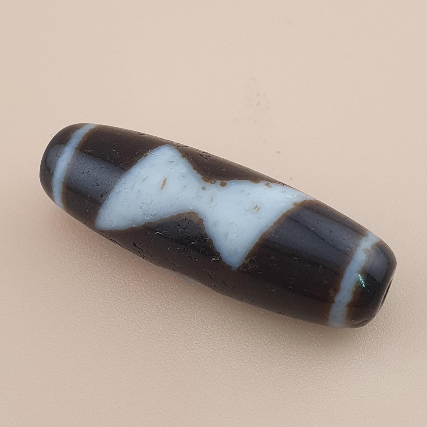Vintage Himalayan Tibetan Flower & Energy Pattern Agate Dzi Bead Amulet