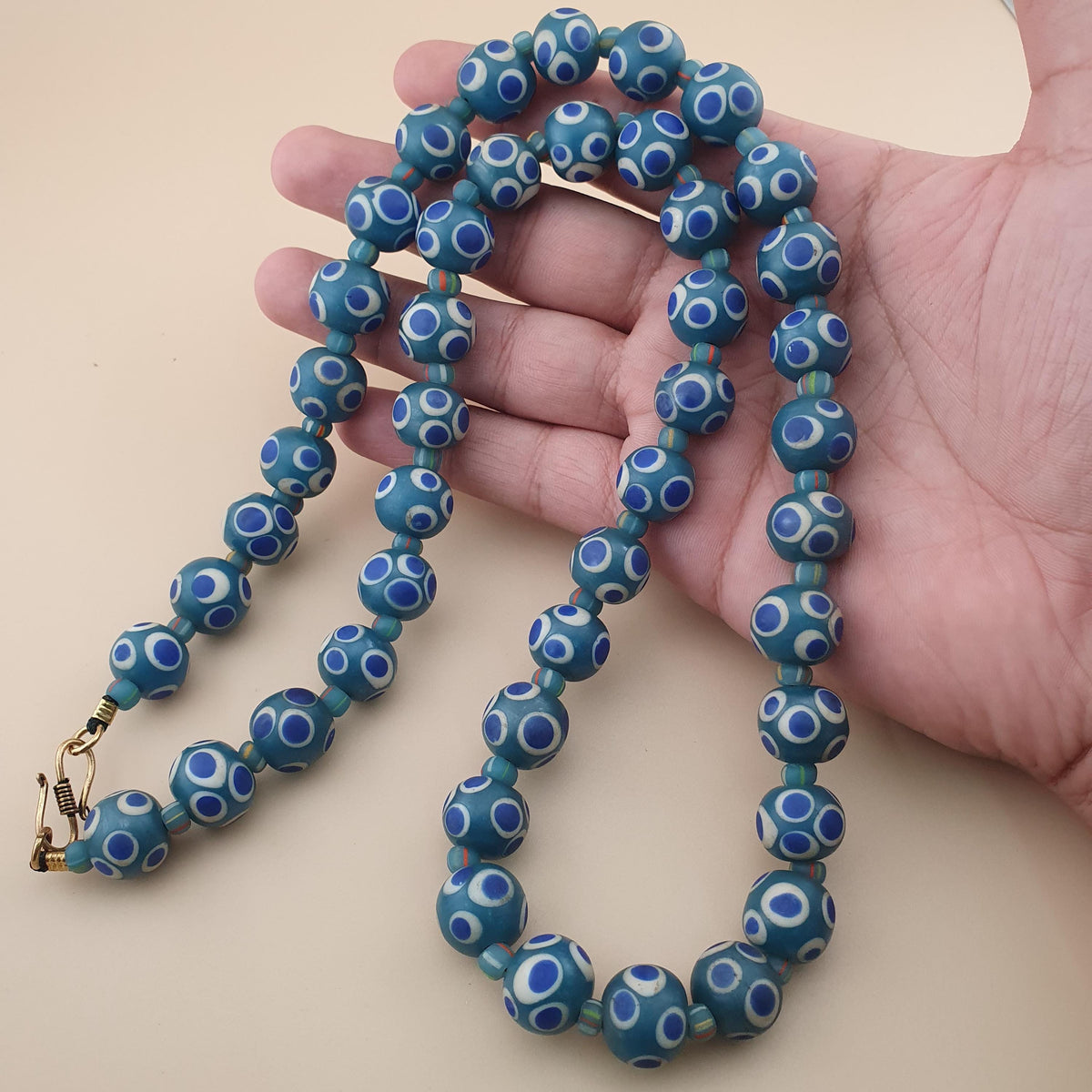 Vintage Thousand Eyes Venetian Style Glass Beads Necklace 24 inches