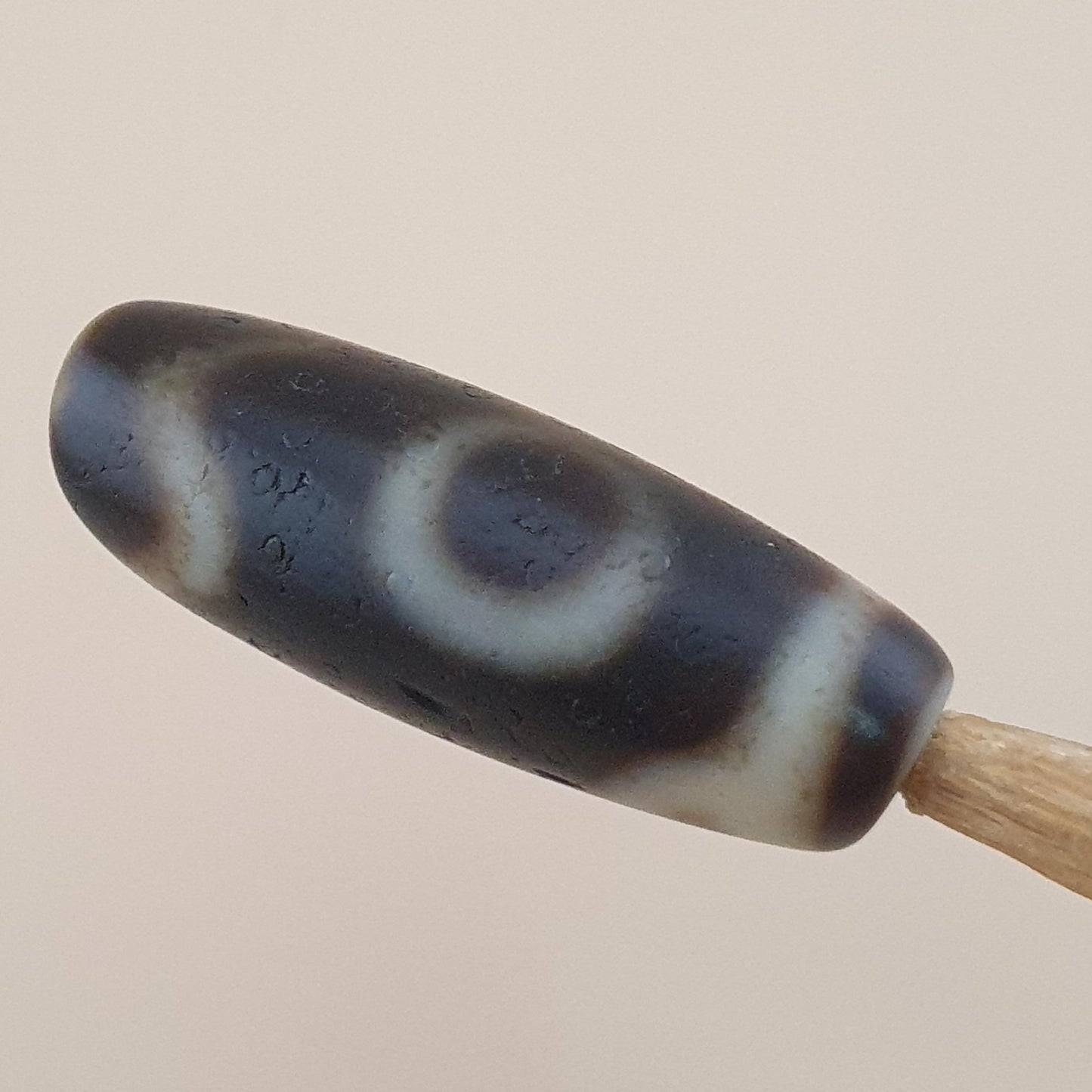 Vintage Circle Square Himalayan Tibetan Agate Dzi Bead Amulet