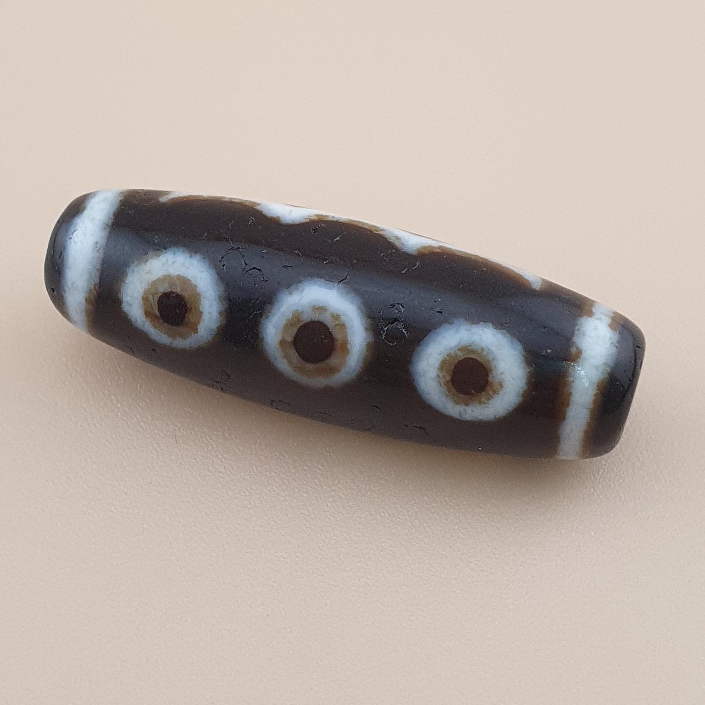 Vintage 5 Eyes Himalayan Tibetan Agate Dzi Bead Amulet Pendant