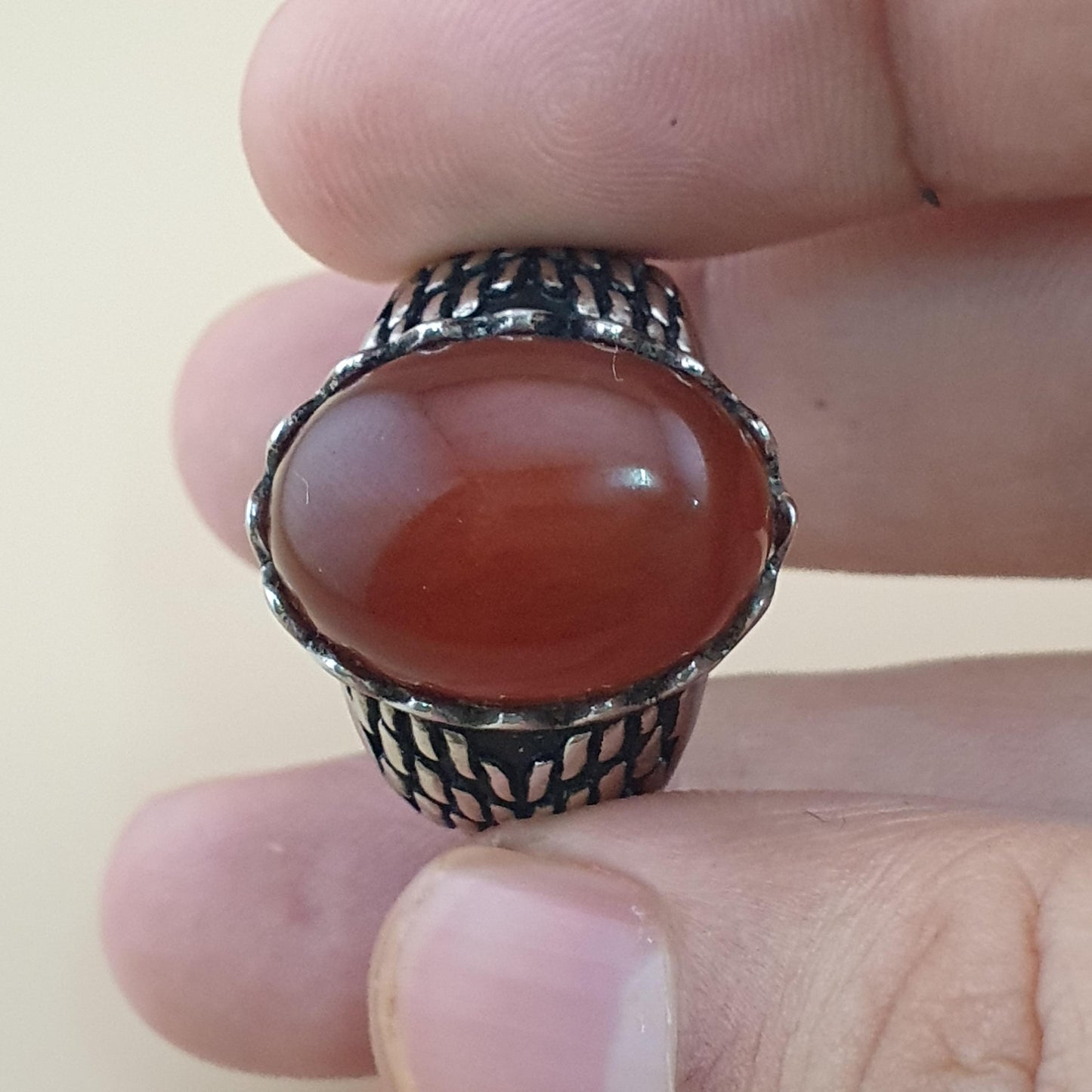 Echter roter Achatring aus 925er Sterlingsilber, elegant