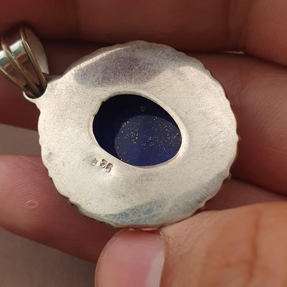 Handmade Lapis Lazuli Pendant, 925 Sterling Silver Filigree