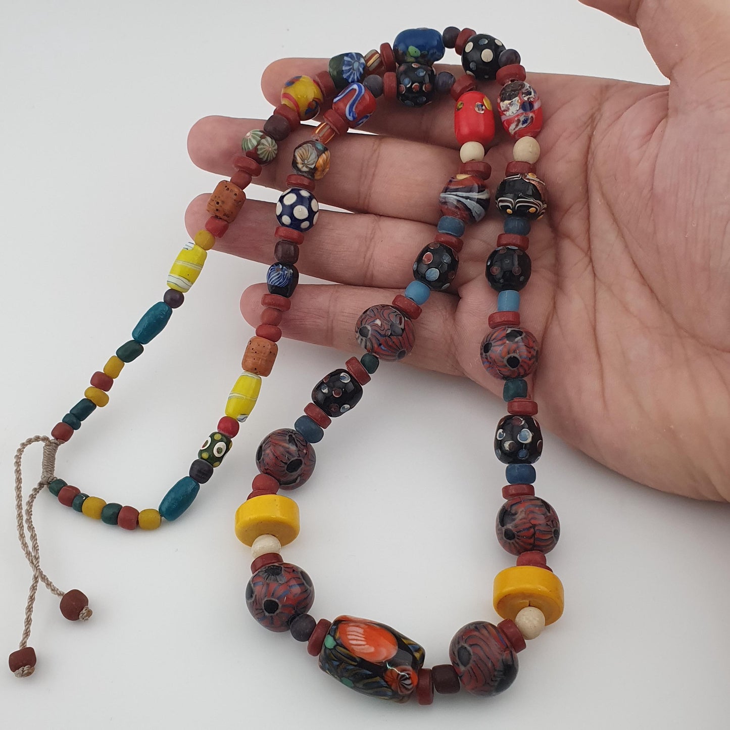 Antique Venetian Style Gabri Eyes & African Glass beads Necklace