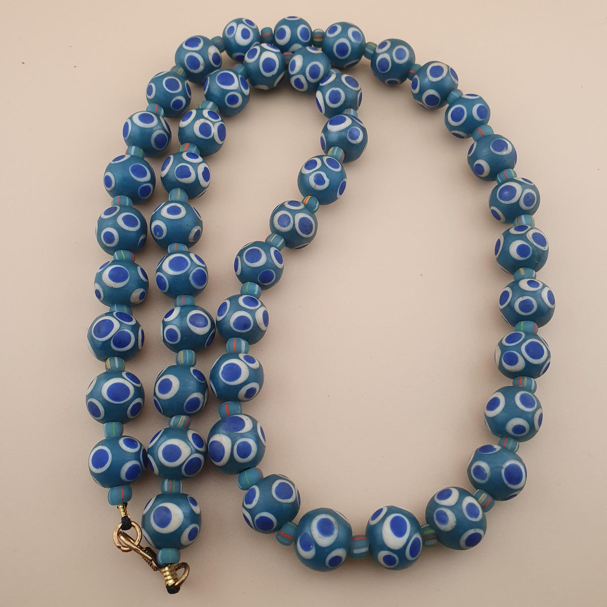 Vintage Thousand Eyes Venetian Style Glass Beads Necklace 24 inches