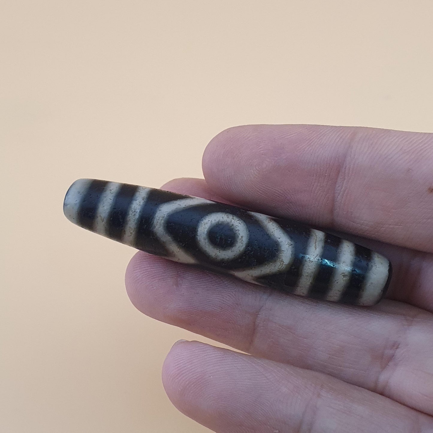 Vintage Antik inspiriert Himalaya Tibet 3 Augen Achat Edelstein Perle Amulett Anhänger