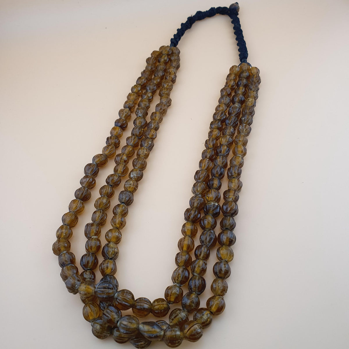 Vintage MultiStrands Melon Shape African style Glass Beads Necklace 18 inches