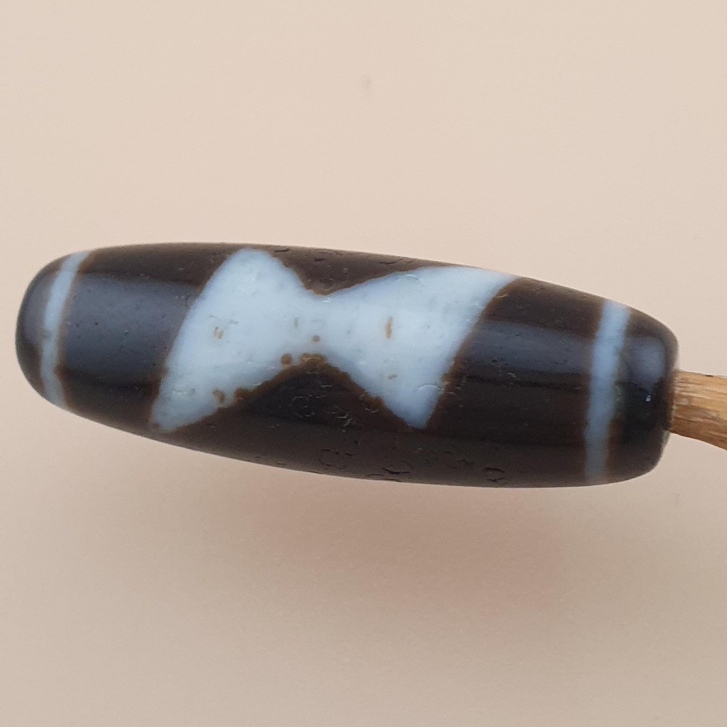 Vintage Himalayan Tibetan Flower & Energy Pattern Agate Dzi Bead Amulet