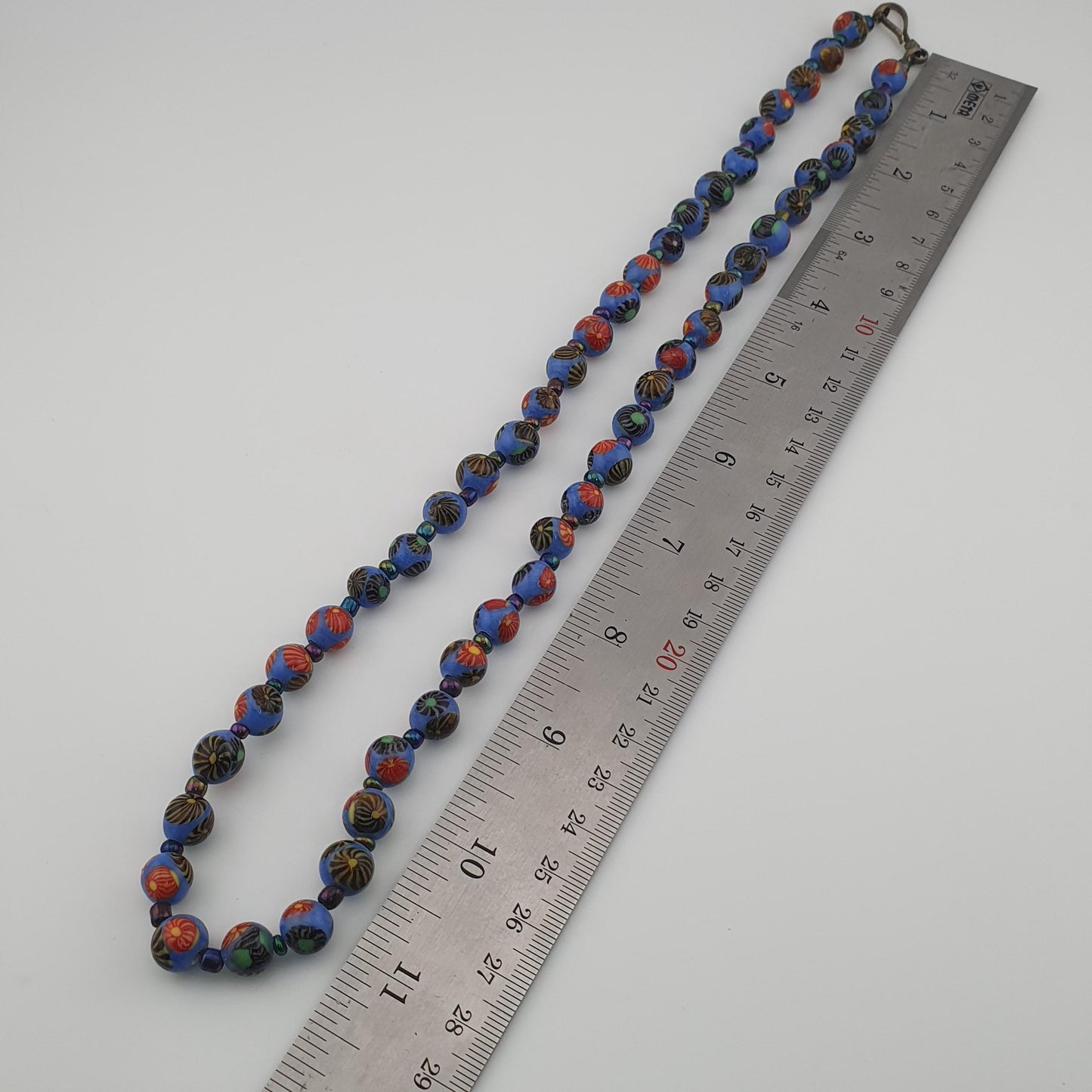 Antique Venetian Style Floral Glass Beads Necklace