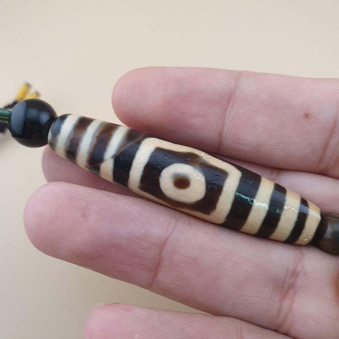 Vintage 3 Augen Himalaya-Tibet-Achat-Dzi-Perlen-Amulett