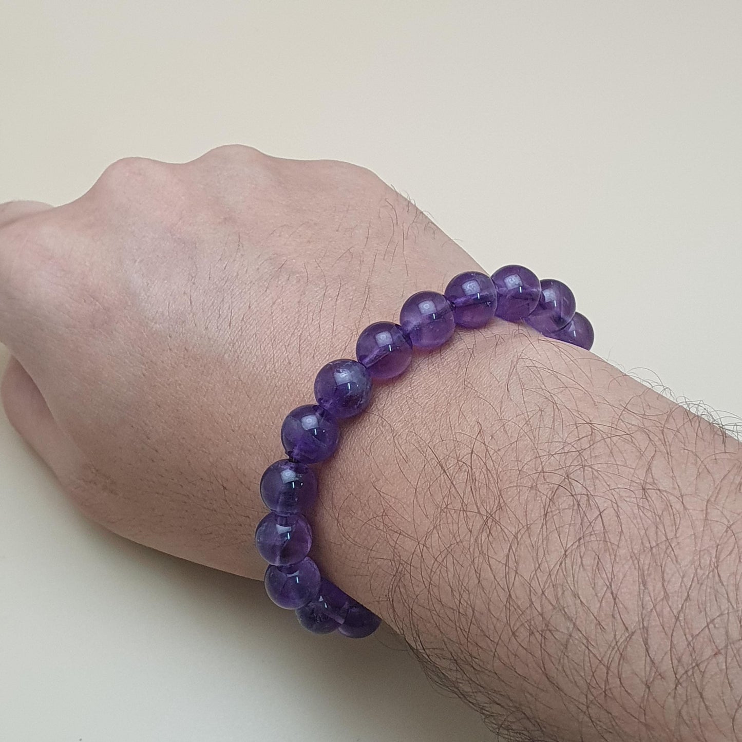Lila klarer Amethyst Armband mit runden Perlen