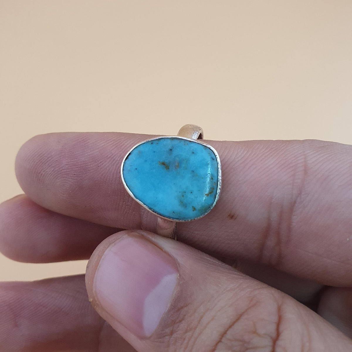 Bague en argent sterling avec turquoise naturelle d'Arizona, fabriquée à la main, style bohème, petite bague en pierre précieuse