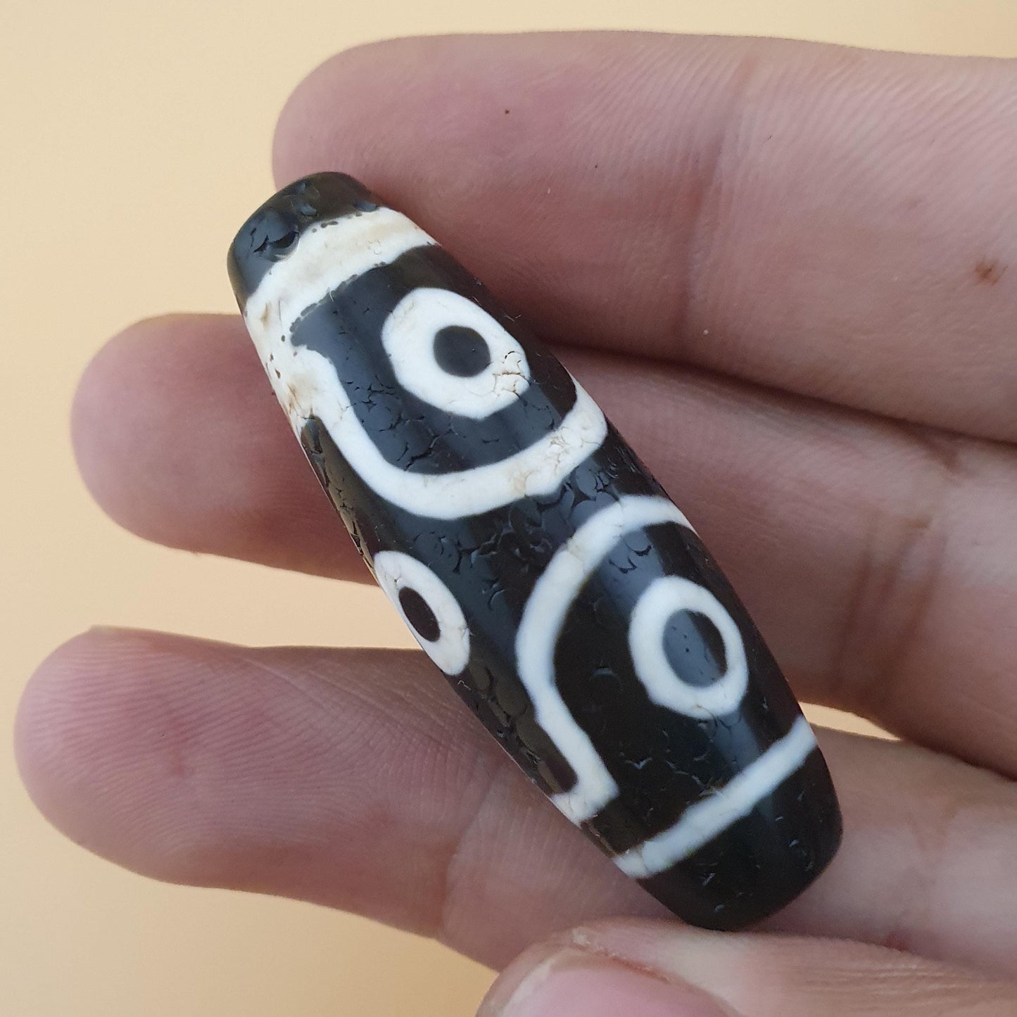 Vintage Himalaya 6 Augen tibetische Achat Dzi Perle Amulett