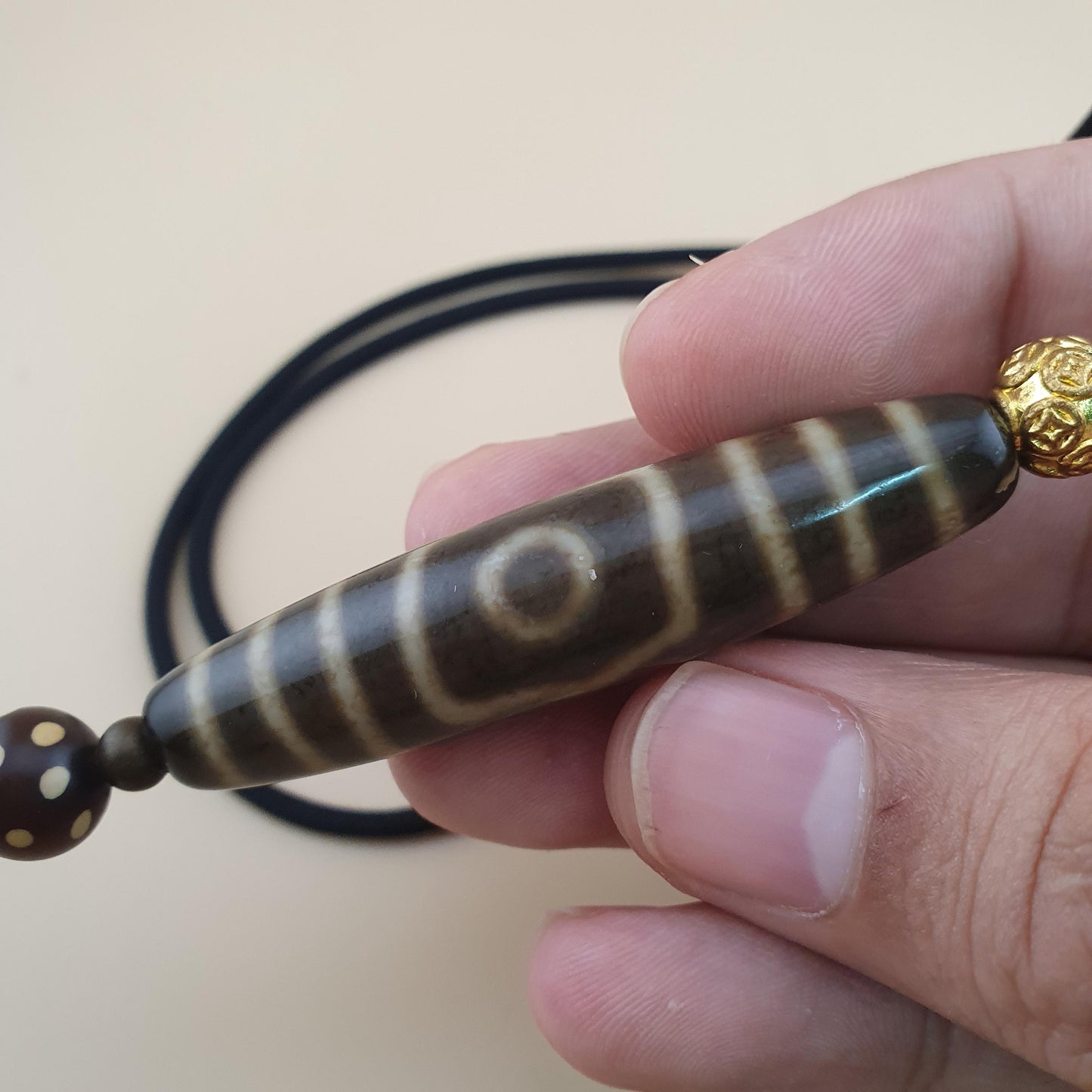 Seltene 3 Augen tibetische Dzi Perle Vintage Achat Talisman Halskette Amulett Anhänger