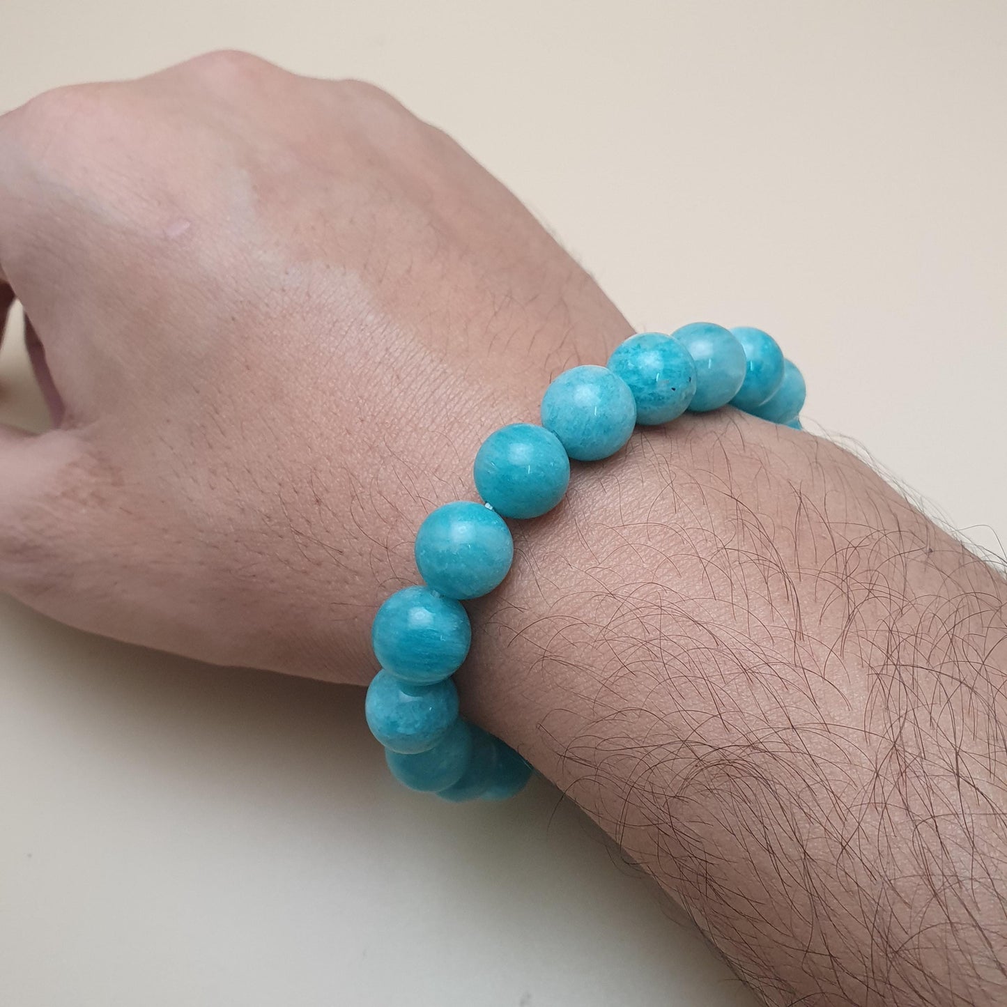 Naturarmband aus Amazonit mit aquagrünen Edelsteinperlen (11mm)