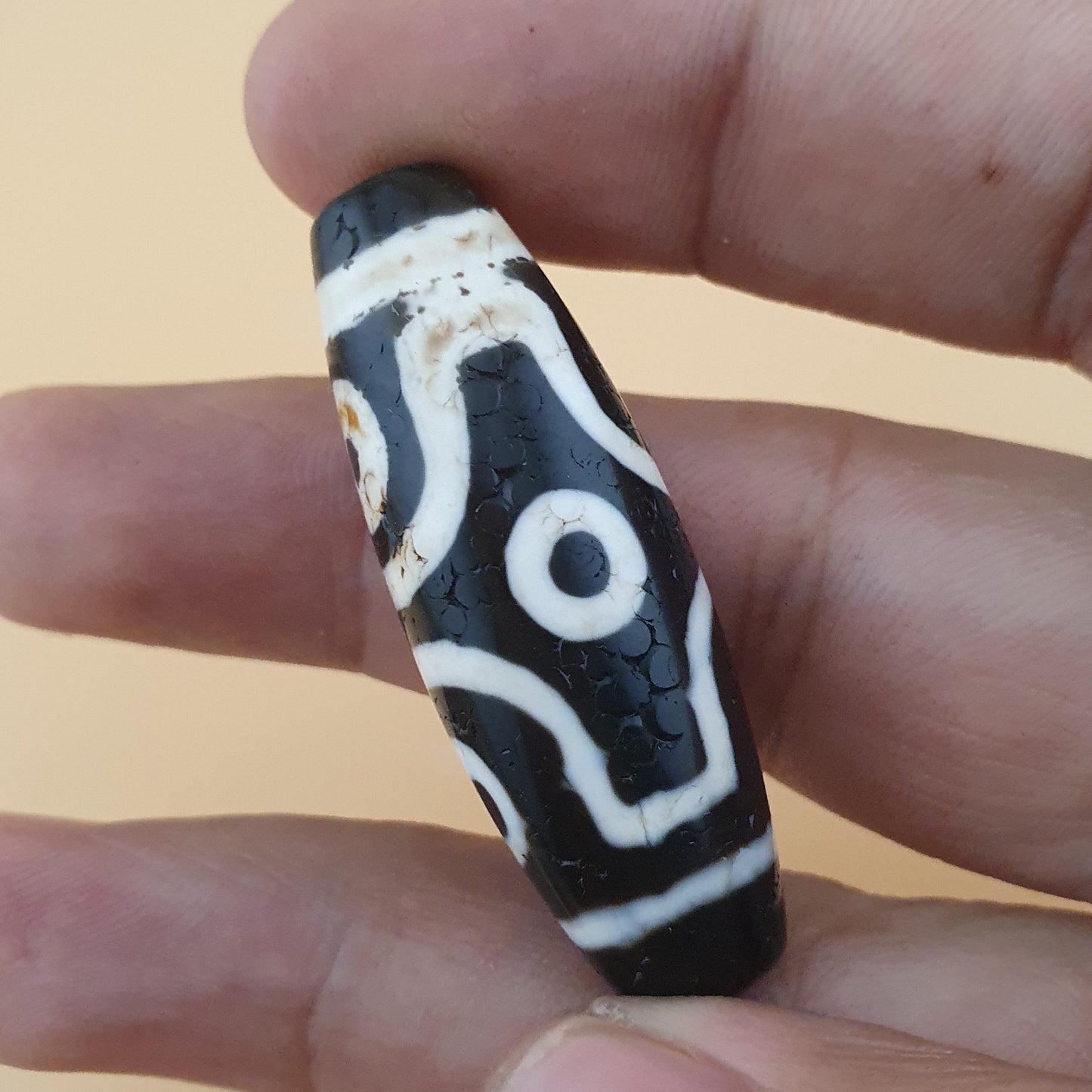 Vintage Himalaya 6 Augen tibetische Achat Dzi Perle Amulett