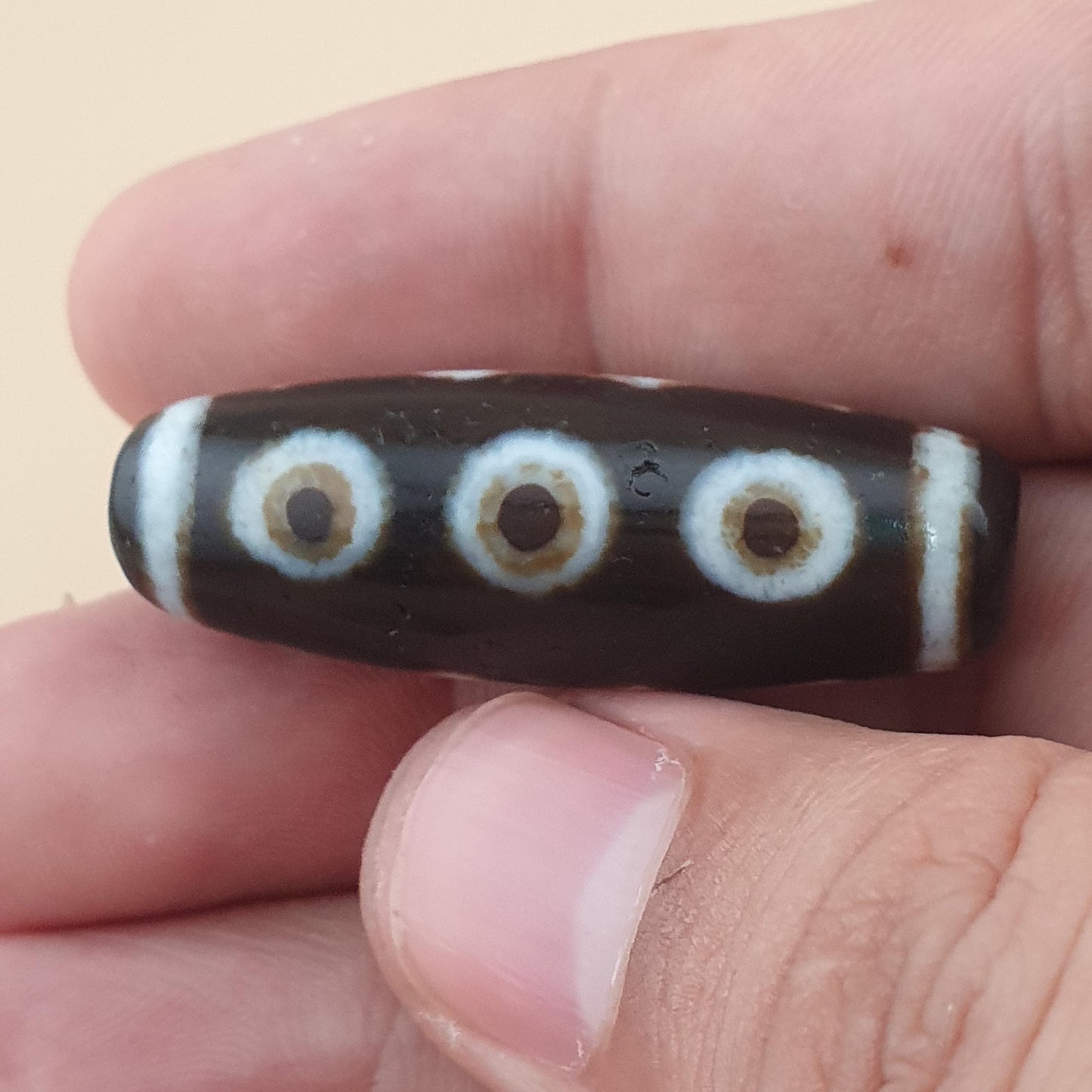 Vintage 5 Eyes Himalayan Tibetan Agate Dzi Bead Amulet Pendant