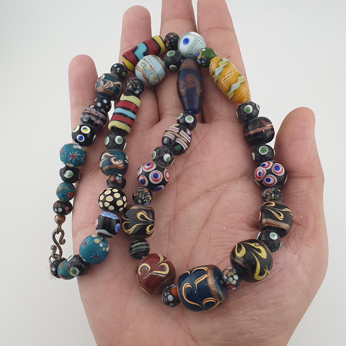 Antique MultiColor Venetian Style Mix Glass Beads Necklace