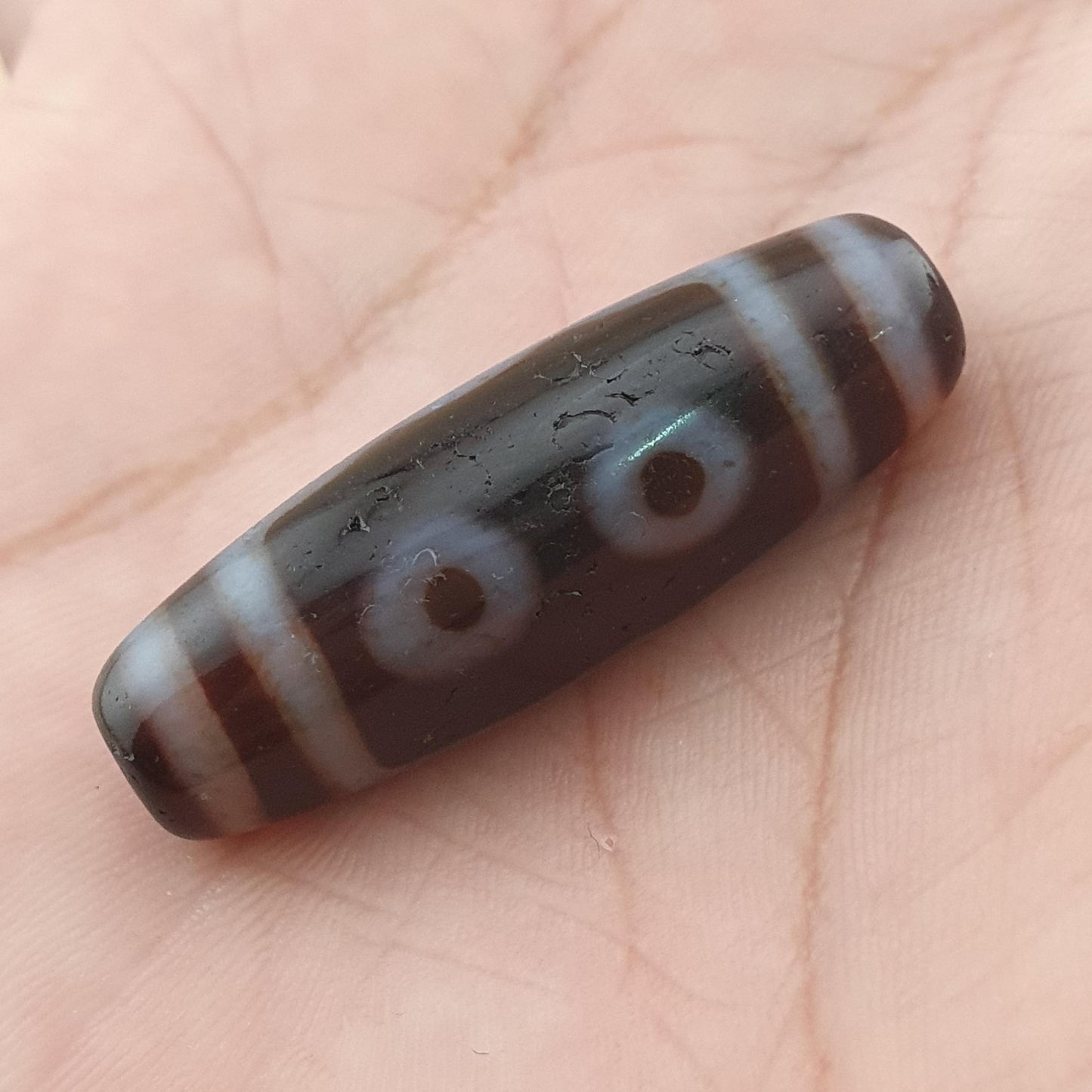 Vintage 5 Eyes Himalayan Tibetan Agate Dzi Bead Amulet