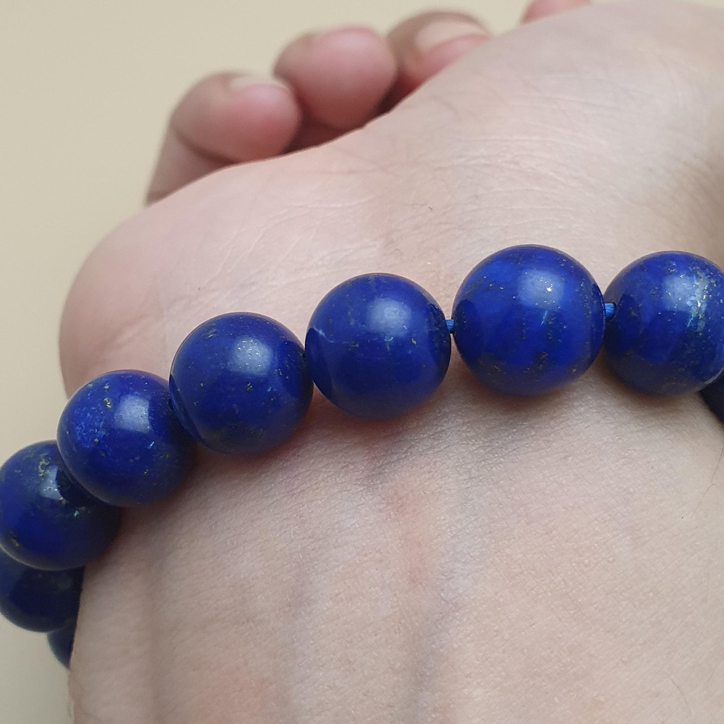 Lapislazuli Armband poliert 11mm Edelsteinperlen