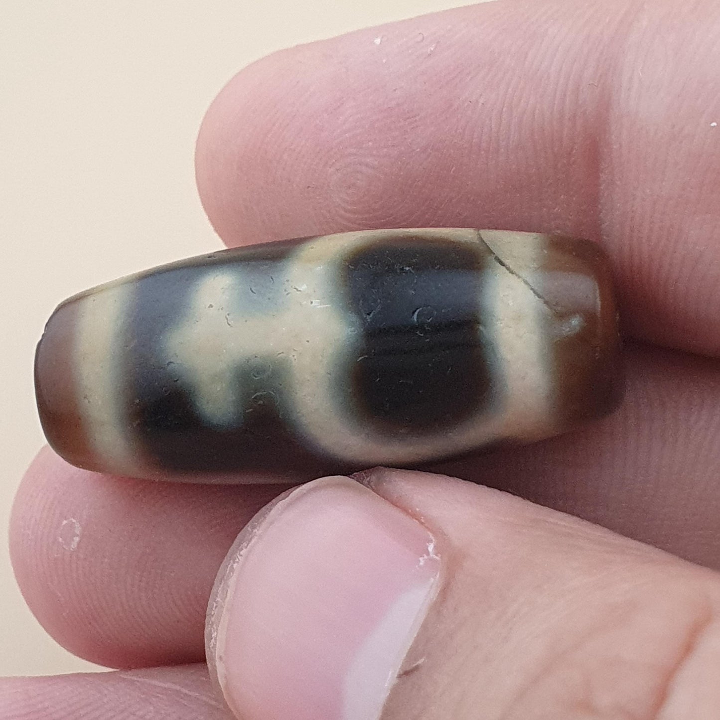 Vintage Treasure Vase Pattern Himalayan Tibetan Agate Dzi Bead Amulet