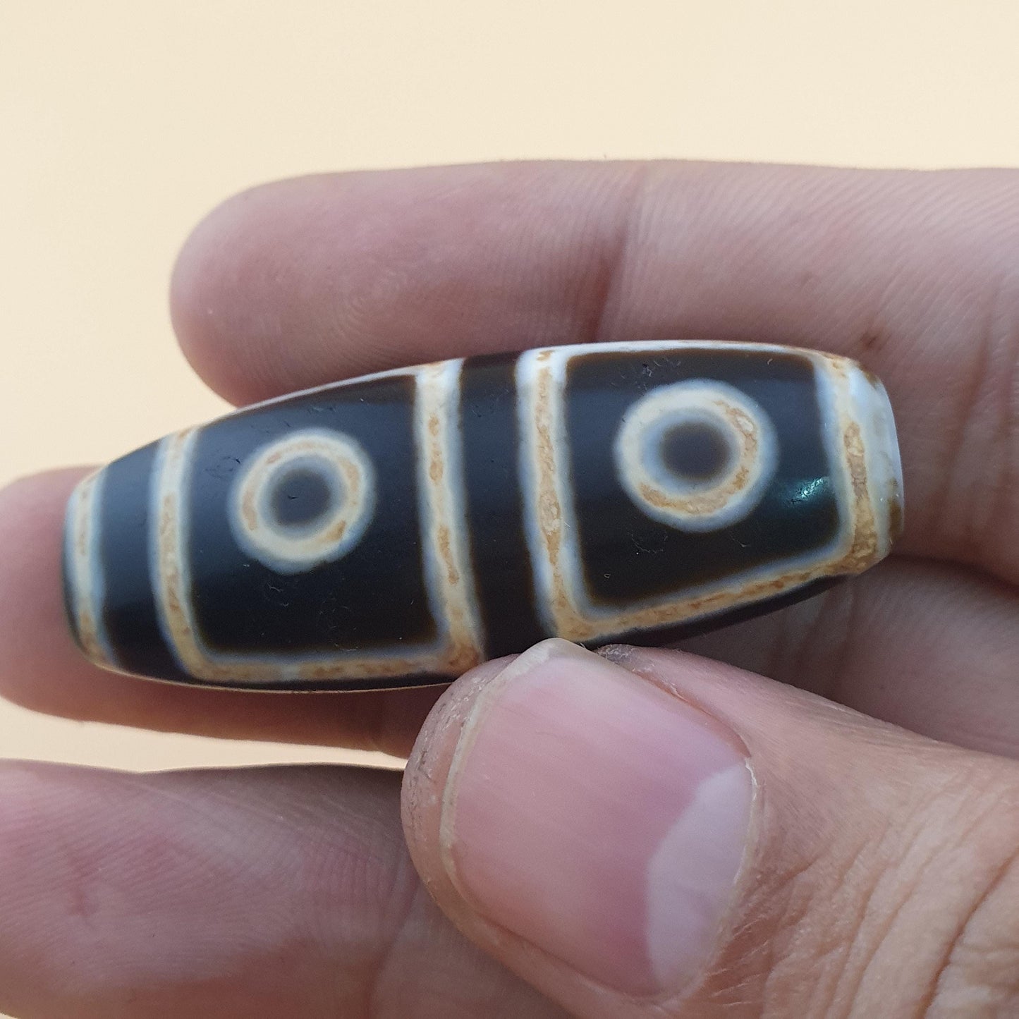 Vintage 4 Augen Himalaya Tibet Achat Perlen Amulett