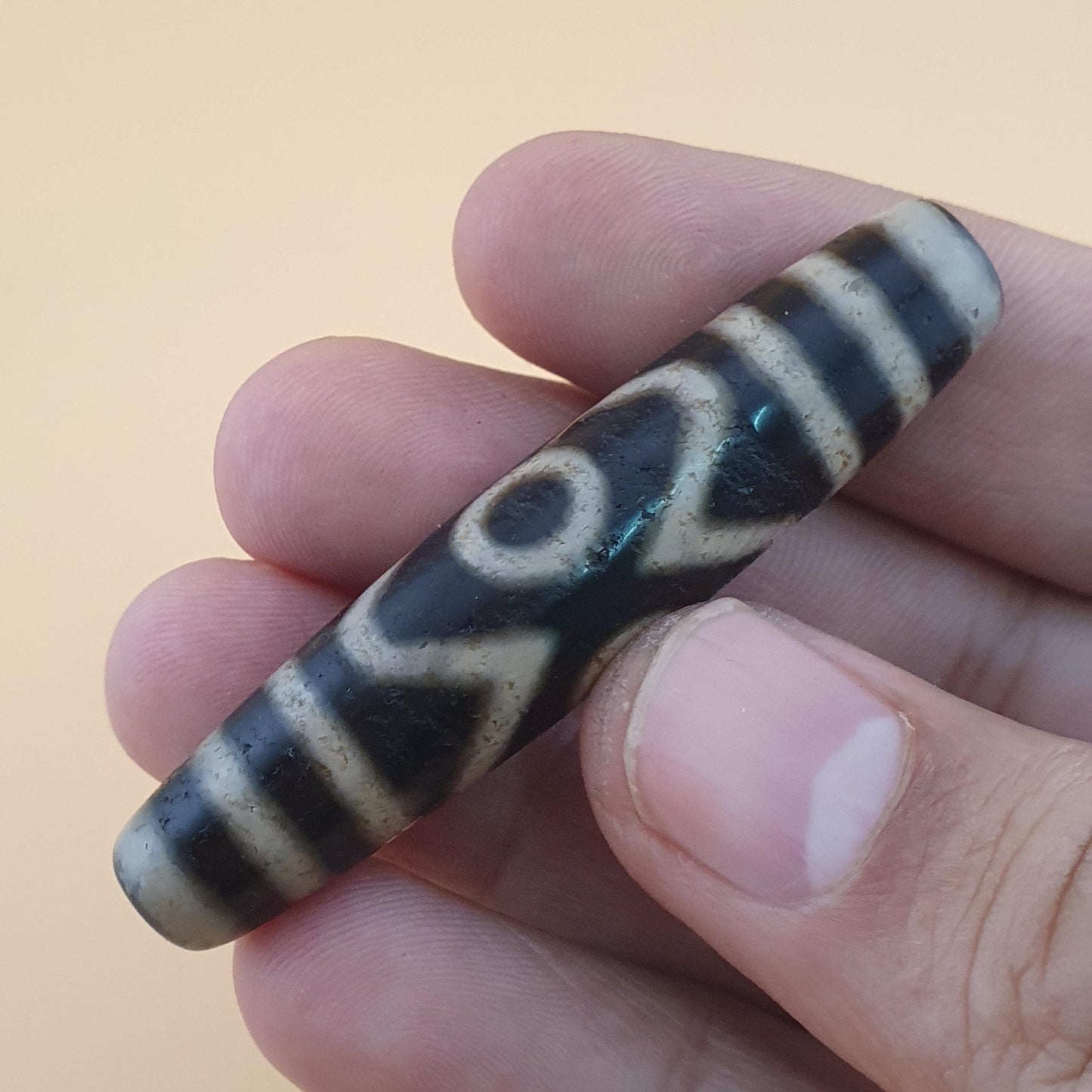 Vintage Antik inspiriert Himalaya Tibet 3 Augen Achat Edelstein Perle Amulett Anhänger