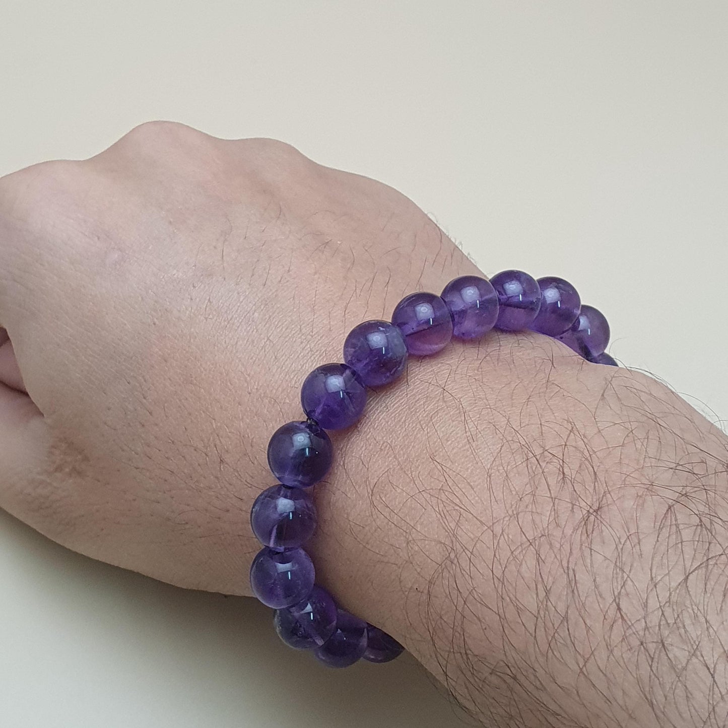 Lila klarer Amethyst Armband mit runden Perlen
