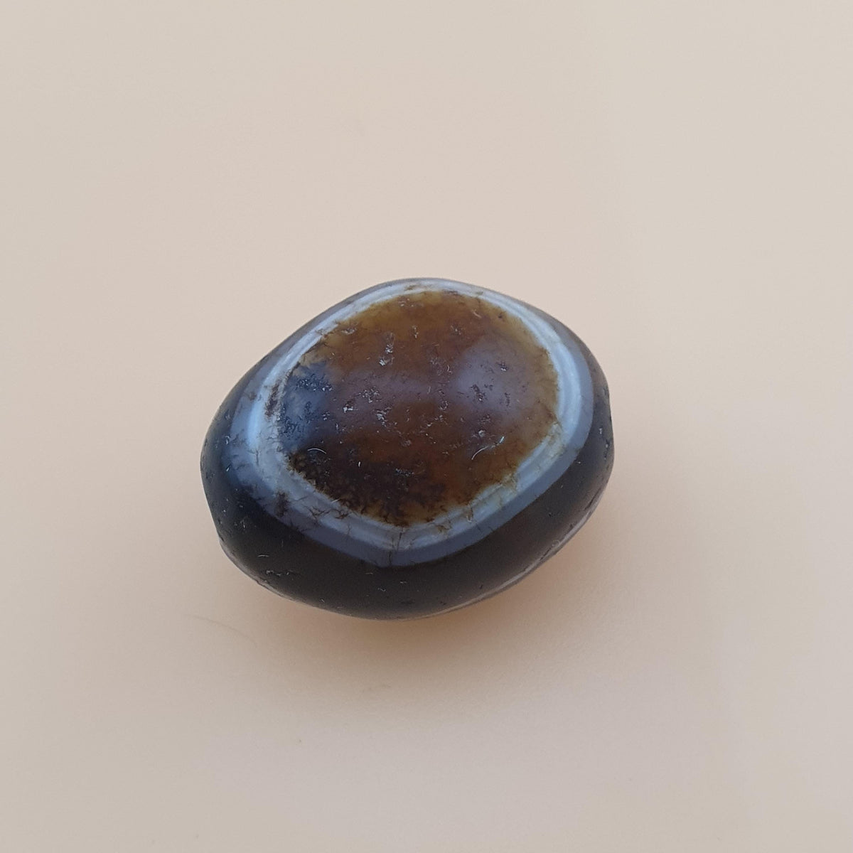 Perle d'agate Suliemani vintage naturelle pour amulette 21,6 mm x 17,2 mm