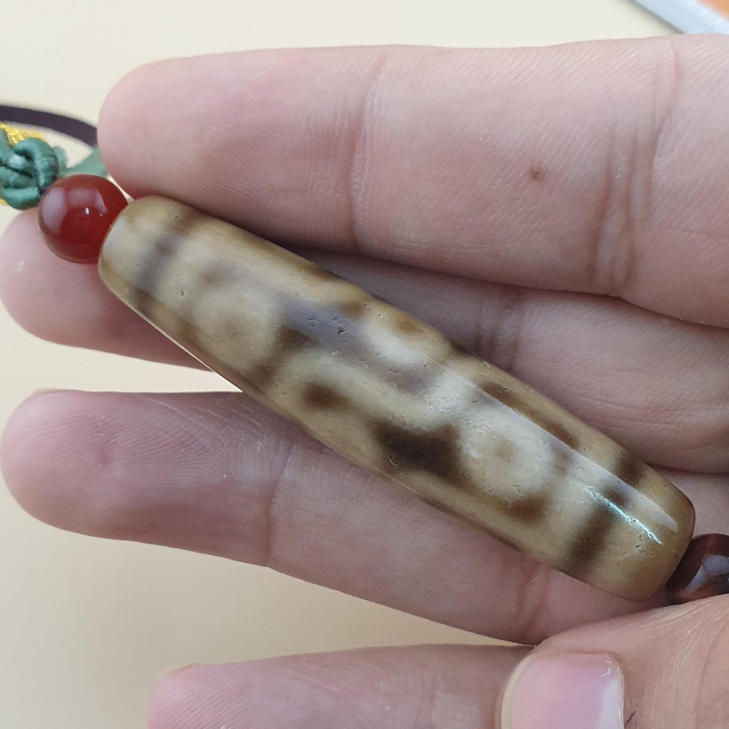 Vintage 9 Augen Himalaya Tibet Achat Dzi Perle Amulett Anhänger Halskette