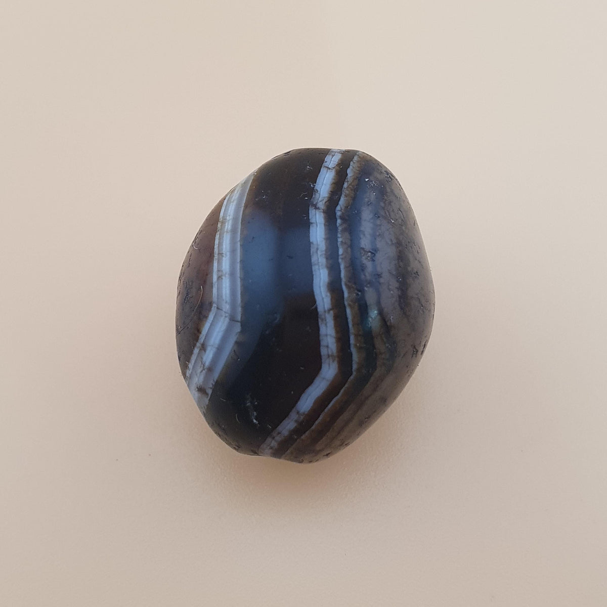 Perle d'agate Suliemani vintage naturelle pour amulette 21,6 mm x 17,2 mm